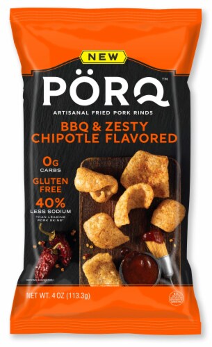 Porq™ BBQ & Zesty Chipotle Pork Rinds Perspective: front