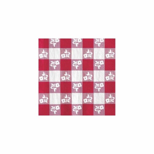 Party Creations Creative Converting Beverage Napkin - Red Gingham Perspective: front