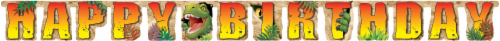 James Paul Products Dino Blast Jointed Happy Birthday Banner Perspective: front