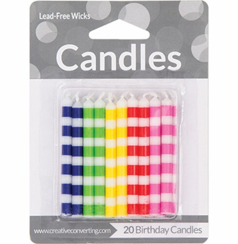 James Paul Products Striped Party Candles 20 Pack Perspective: front