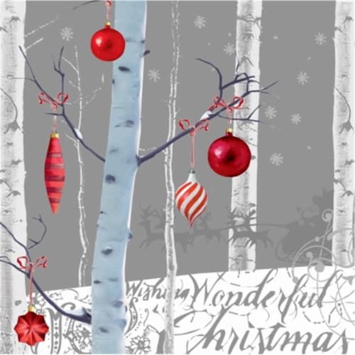 Creative Converting 207861 White Winter Christmas - Beverage Napkins Perspective: front