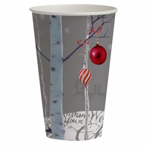 Creative Converting 207862 White Winter Christmas 12 oz. Cups Perspective: front