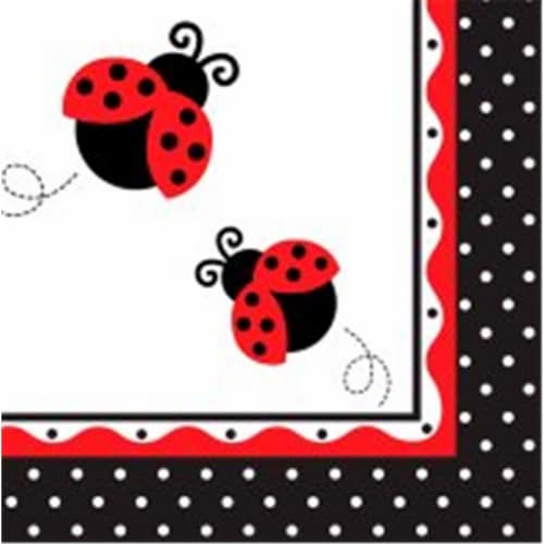 Creative Converting 665019 Ladybug Fancy - Lunch Napkins - Case of 192 Perspective: front