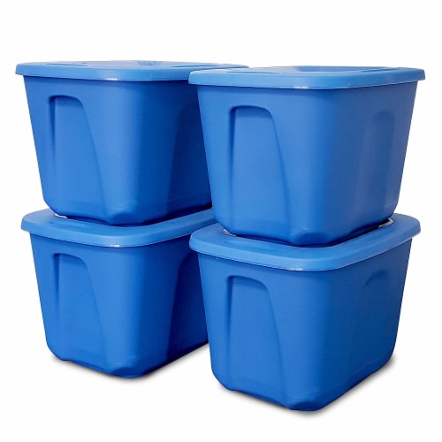 HOMZ 10 Gallon Heavy Duty Plastic Storage Container Capri Blue 4 Pack 1 Piece Gerbes Super Markets