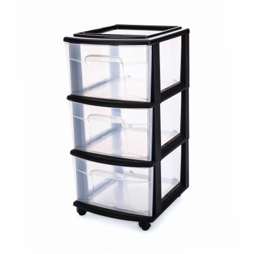 Homz Plastic 3 Drawer Medium Home Storage Container, Clear Drawers