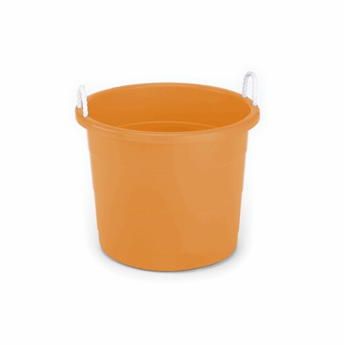 ORANGE PLASTIC BUCKET WITH HANDLE 1 CT.