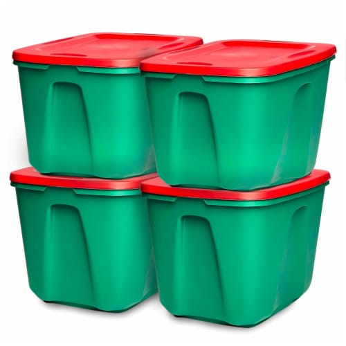 HOMZ 18 Gallon Heavy Duty Plastic Holiday Storage Totes, Green/Red (4  Pack), 1 Piece - Pick 'n Save