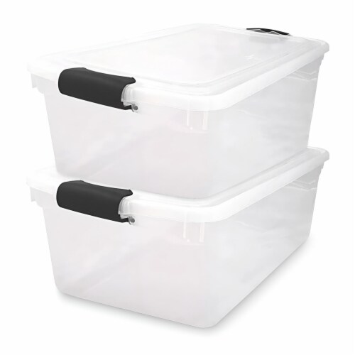 Large Plastic Storage Tote 54 Qt Container Clear Stackable Box With Lid Bin  1Pc