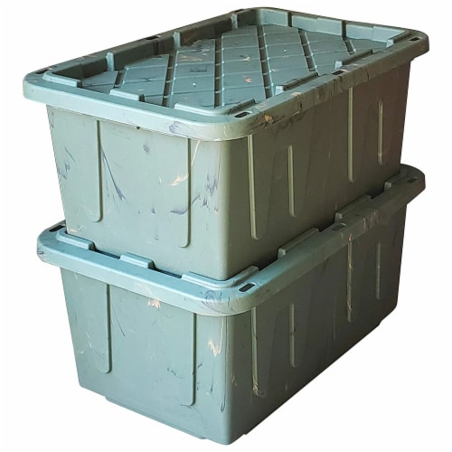 HOMZ Durabilt 27 Gallon Heavy Duty Storage Tote with Lid, Green Camo (2  Pack), 1 Piece - King Soopers