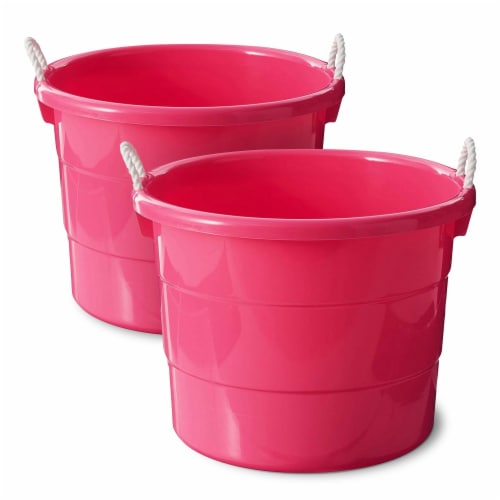 Homz Plastic 18 Gal Utility Bucket Tub w/ Rope Handle, Pink (2 Pack), 1  Piece - Kroger