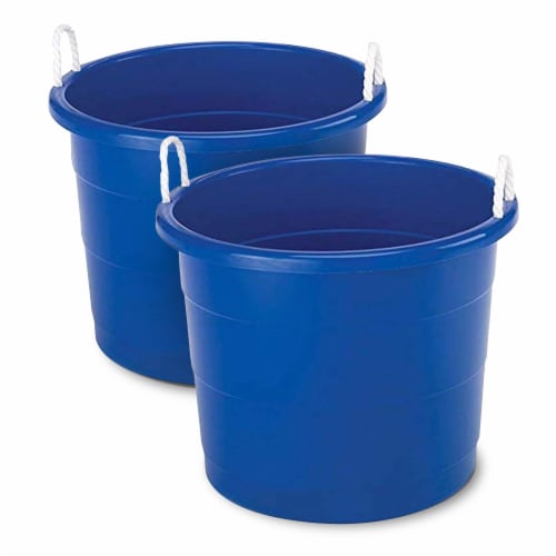 Homz 18 Gal Plastic Open Storage Round Utility Tub with Handles