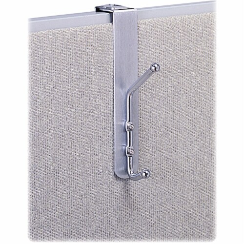 Safco Over-The-Panel Double-Garment Hook, Satin Aluminum/Chrome 4167 Perspective: front