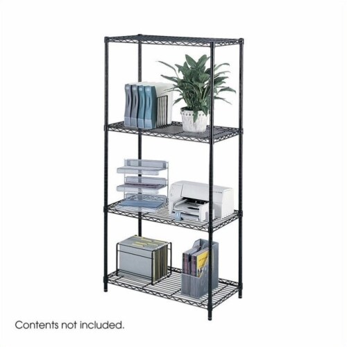 Safco 36 x18  Industrial Wire Shelving in Black Perspective: front