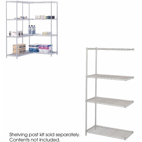 Safco Add-On Unit F/ 5285 36 x18  4/Shelves 2/Post Gray 5286GR Perspective: front