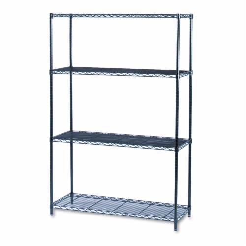 Safco Industrial Wire Shelving Starter Kit Four-Shelf 48w x 18d x 72h Black 5291BL Perspective: front