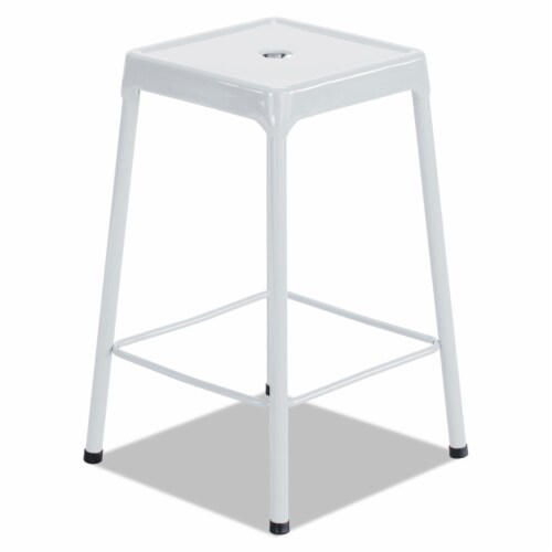Safco Counter-Height Steel Stool White 6605WH Perspective: front