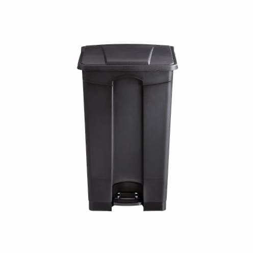 Large Capacity Plastic Step-On Receptacle, 23 gal, Plastic, Black