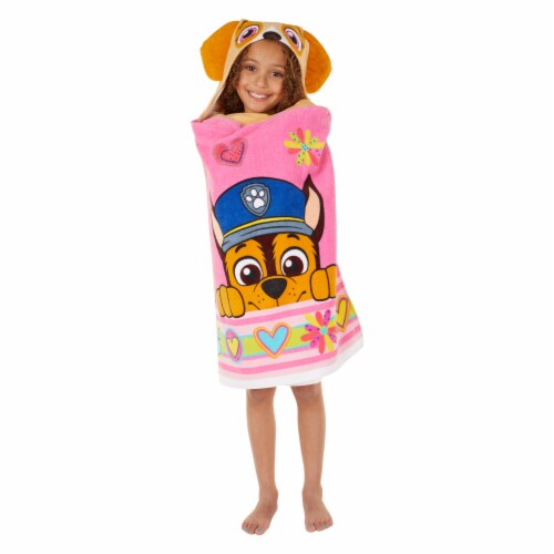 Paw Patrol Girls Hooded Towel - Pawsome Pups Perspective: front