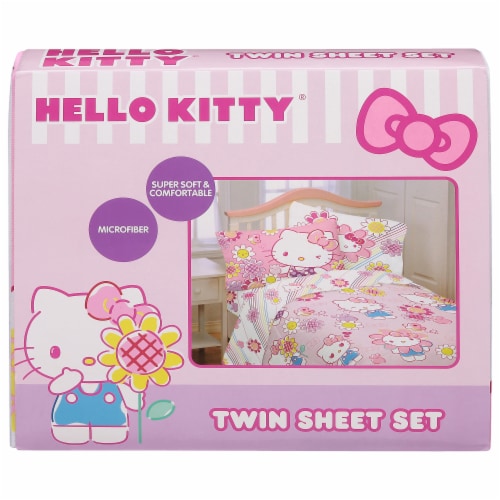 Hello Kitty Rainbow Garden Twin Sheet Set Perspective: front