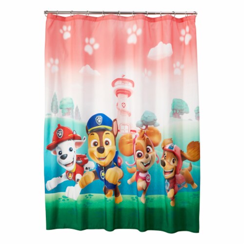 Paw Patrol Girls Shower Curtain with Hooks - Skye Rolls On Perspective: front
