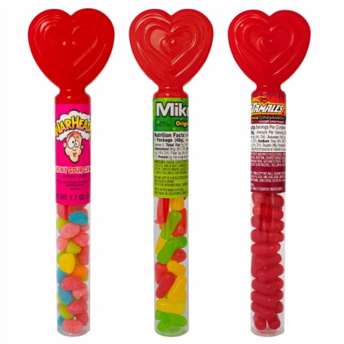 Valentine's Heart Tubes Fruity Chewy Candy Perspective: front