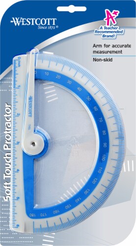 Westcott Student Soft Touch Protractor - Blue/White Perspective: front