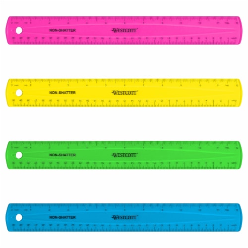 Westcott® 12 Inch Shatterproof Colored Ruler Perspective: front