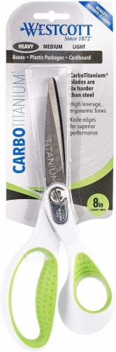 Westcott Carbo Titanium Straight Shear Scissors - White/Green Perspective: front