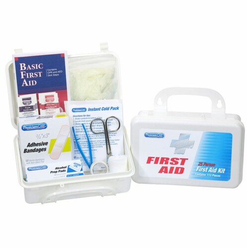 First Aid Kit for Use by Up to 25 People, 113 Pieces, Plastic Case First Aid Kit for Use by Up to 25 People, 113 Pieces, Plastic Case