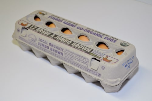 Stiebrs Farms Go-Organic Free Range Jumbo Brown Eggs Perspective: front
