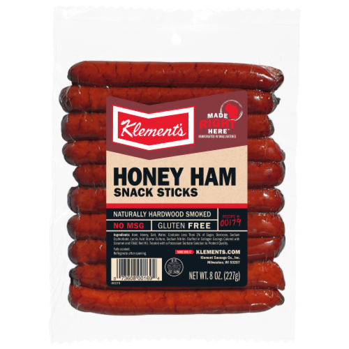 Klement's Honey Ham Snack Sticks Perspective: front