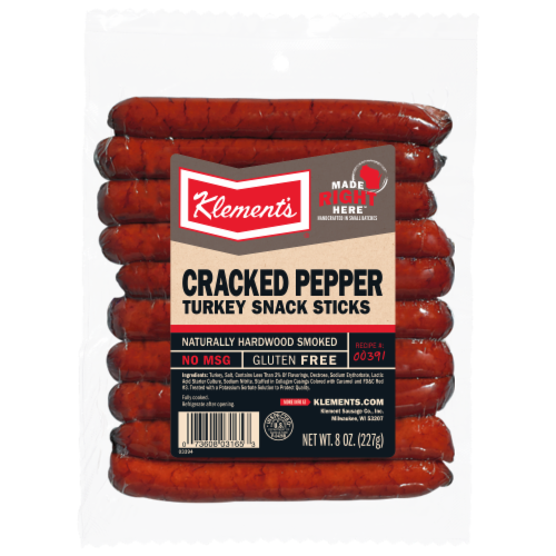 Klement's Cracked Pepper Turkey Snack Stick Perspective: front