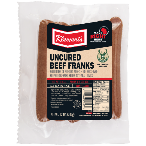 Klement's Uncured Beef Franks Perspective: front