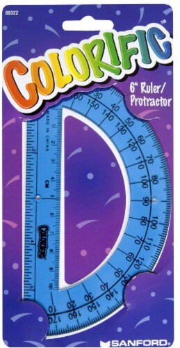 Office Works® Colorific Protractor/Ruler - Clear Perspective: front
