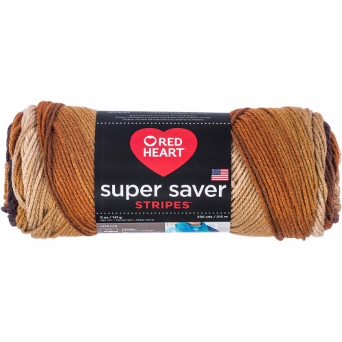 Red Heart Super Saver Yarn-Latte Stripe Perspective: front