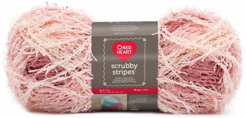 Red Heart Scrubby Stripes Yarn-Peachy Perspective: front