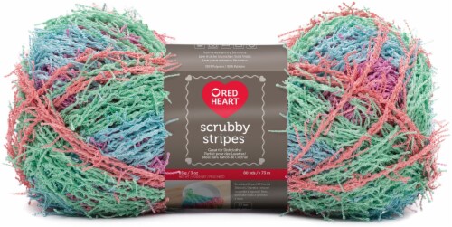 Red Heart Scrubby Stripes Yarn-Calypso Perspective: front