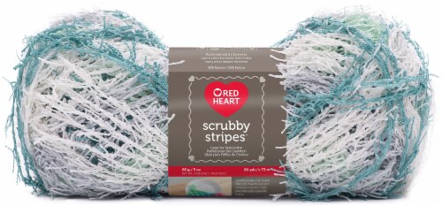 Red Heart Scrubby Stripes Yarn-Cool Mint Perspective: front