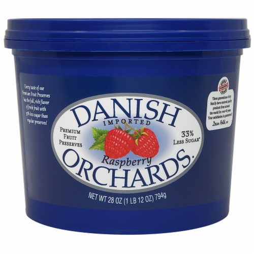 Danish Orchards Raspberry Fruit Preserves Perspective: front