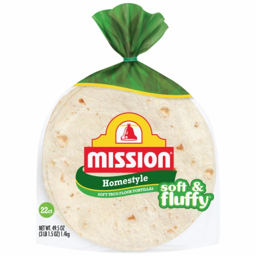 Mission Soft & Fluffy Homestyle Soft Taco Size Flour Tortillas Perspective: front
