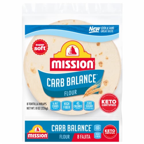 Mission Carb Balance Fajita Size Flour Tortillas Perspective: front
