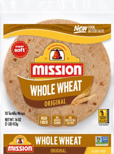 Mission® 100% Whole Wheat Soft Taco Flour Tortillas Perspective: front