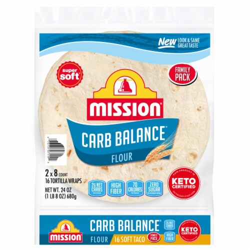 Mission Carb Balance Soft Taco Size Flour Tortillas Family Pack Perspective: front