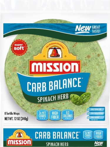 Mission® Carb Balance® Low Carb Spinach Herb Tortilla Wraps Perspective: front