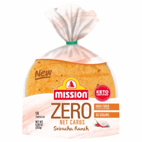 Mission Zero Net Carbs Sriracha Ranch Street Tacos Size Flour Tortillas Perspective: front