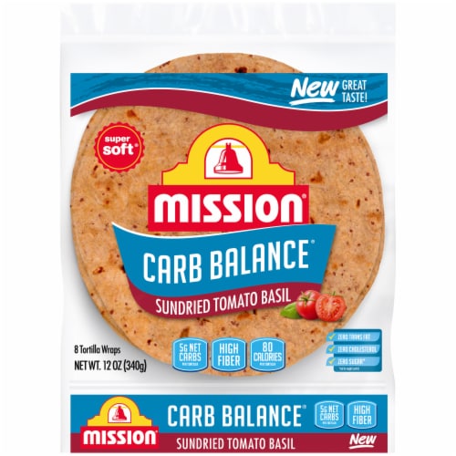 Mission® Carb Balance® Low Carb Sundried Tomato Basil Tortilla Wraps Perspective: front