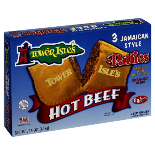 Tower Isle's Hot Beef Patties Perspective: front