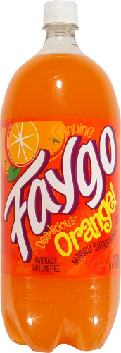 Faygo Orange Soda Bottle Perspective: front