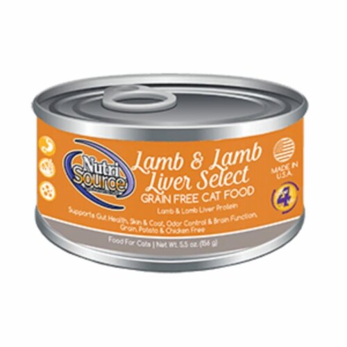 Nutri Source 124252 5.5 oz Lamb & Lamb Liver Select Grain Free Canned Cat Food Perspective: front