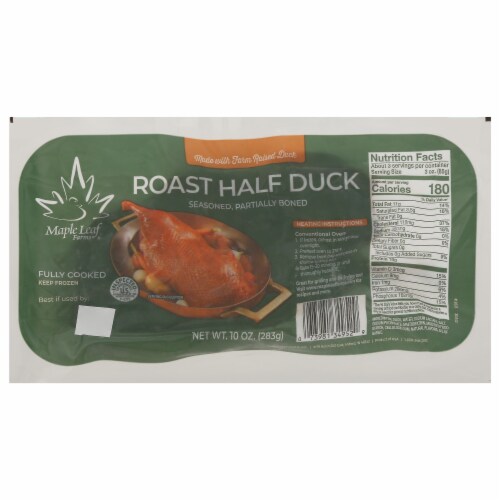 Maple Leaf Farms® Fully Cooked Frozen Roast Half Duck Perspective: front